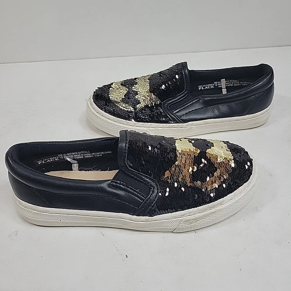 Children's Place Girls Sz 12 Slip-On Sequin Preppy‎ Trendy Casual Comfy Non-Slip